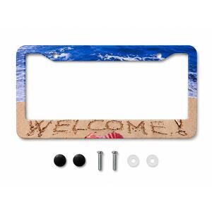 Welcome Beach License Plate Frame Tropical Ocean Car Tag Cover 2 Hole